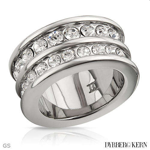 DYRBERG/KERN OF DENMARK RING IN SHINY SILVER FINISHED WITH SWAROVSKI CRYSTALS